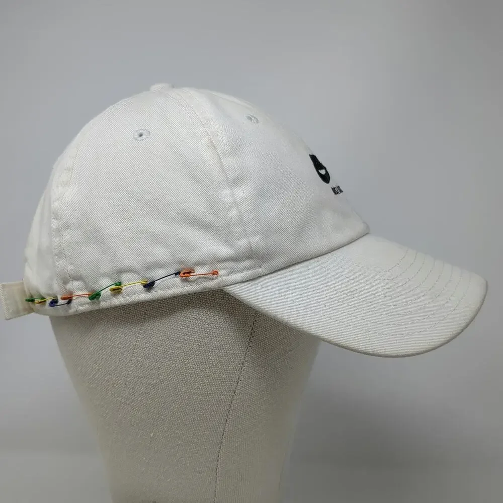 Nike Baseball Cap White OSFM Just Do It Swoosh Safety Pins Slideback Hat Cotton